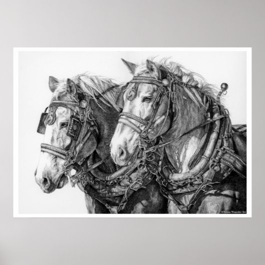 Chained to the World Draft Horses Drawing Poster (Devant)