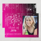 Chaînes de cartes de diplômes en photo rose vif (Devant / Derrière)