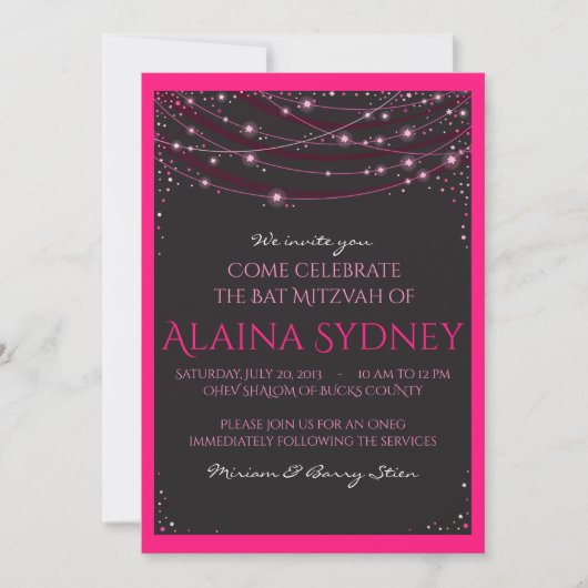 CHAÎNES D'ÉTOILES Invitation Bat Mitzvah (Devant)