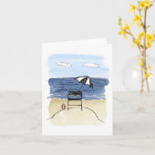 Chaise de maître nageur sur les cartes pour notes (Fleur jaune)