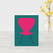 Chaise rétro à clé rose chaude - Carte de note uni (Fleur jaune)