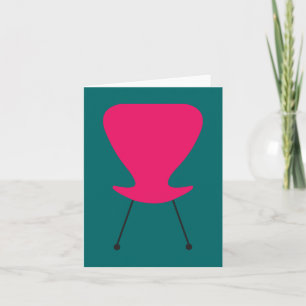 Chaise rétro à clé rose chaude - Carte de note uni
