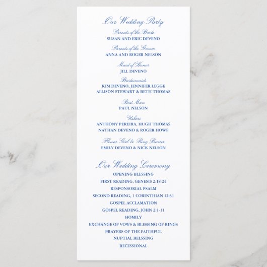 Chaises Adirondack Bleu | Programme de cérémonie (Dos)