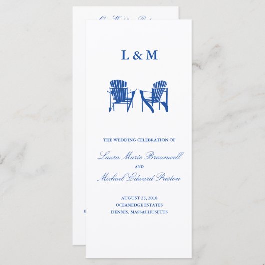 Chaises Adirondack Bleu | Programme de cérémonie (Devant / Derrière)