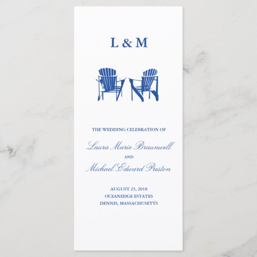 Chaises Adirondack Bleu | Programme de cérémonie (Devant)