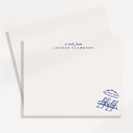 Chaises de plage côtière Carte de note de paraplui