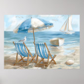 Chaises de plage côtières Art mural côtier | Affic (Devant)