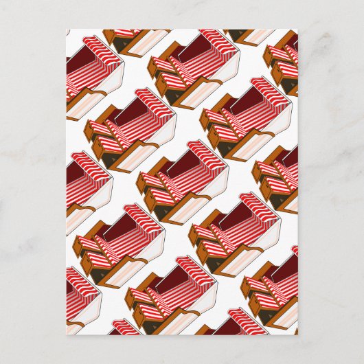 Chaises De Plage Rouge Et Blanc Carte Postale À Th (Devant)