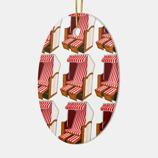 Chaises de plage rouges et blanches Ornement à thè (Gauche)