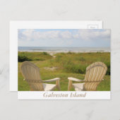 Chaises de plage sur l'île de Galveston Carte post (Devant / Derrière)