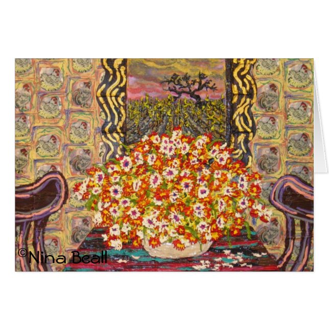 "Chaises du papier peint w/Two de poulet," par (Devant horizontal)