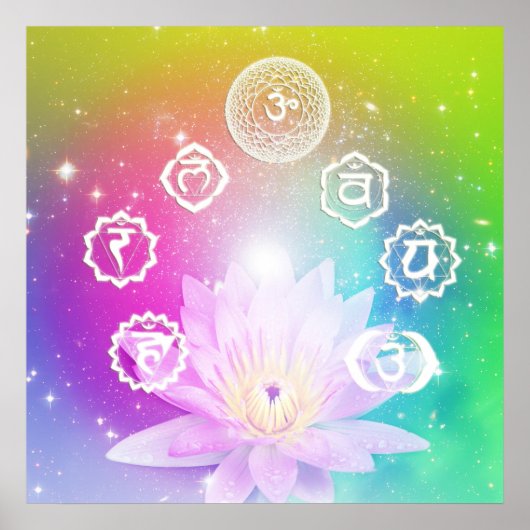 Chakra 7 aura energy system white lotus poster (Voorkant)