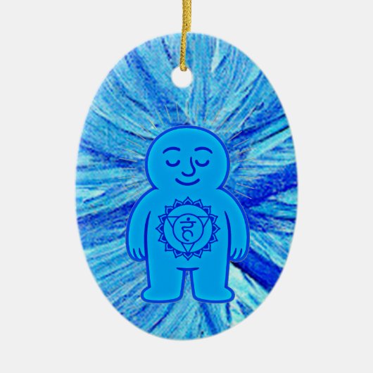 Chakra Buddies: Keelchakra Keramisch Ornament (Voorkant)