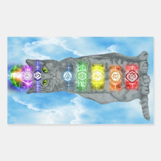 Chakra Cat Rechthoekige Sticker (Voorkant)