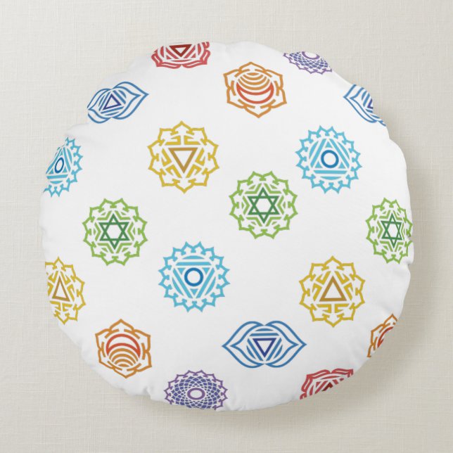 Chakra Energy Round Pillow Rond Kussen (Voorkant)