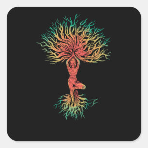 Chakra Hamsa Hand T-shirt Yoga Vierkante Sticker