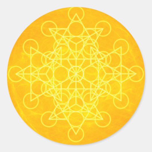 Chakra Mandala Sacred Geometry Bright Geel Ronde Sticker (Voorkant)