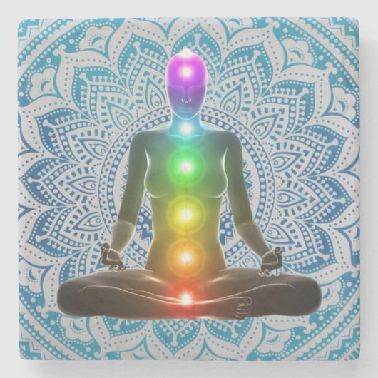 Chakra, Mandala, Spirituele marmer Onderzetters (Voorkant)
