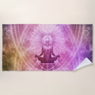 Chakra Mediation Yoga Symbol Paars Strandlaken