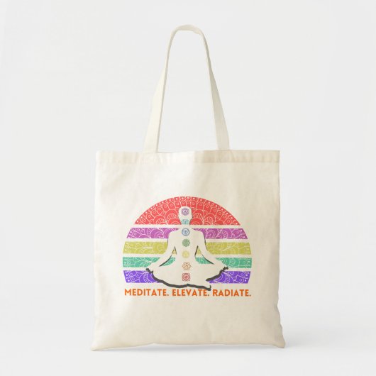 Chakra Meditation Yoga Rainbow Sunset Tote Bag (Voorkant)