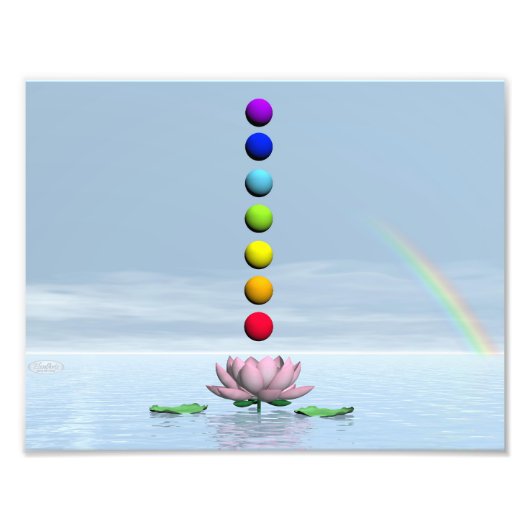Chakras en regenboog - 3D rendering Foto Afdruk (Voorkant)
