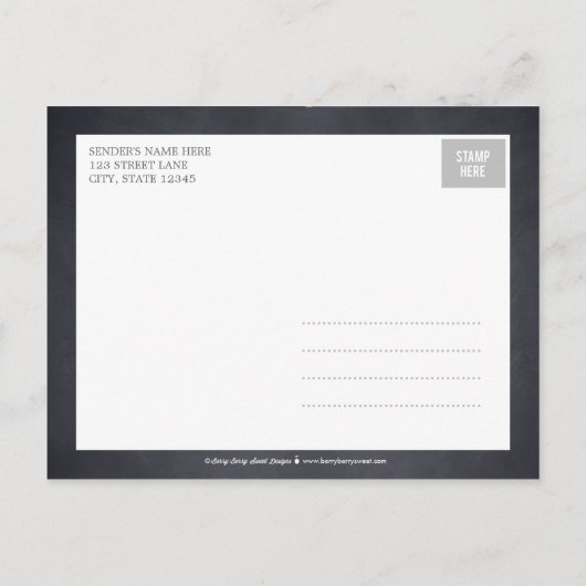 Chalboard Look Faire-part de naissance - Bleu (Dos)