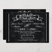 Chalboard Style Rustique Swirl Couples Carte de do (Devant / Derrière)