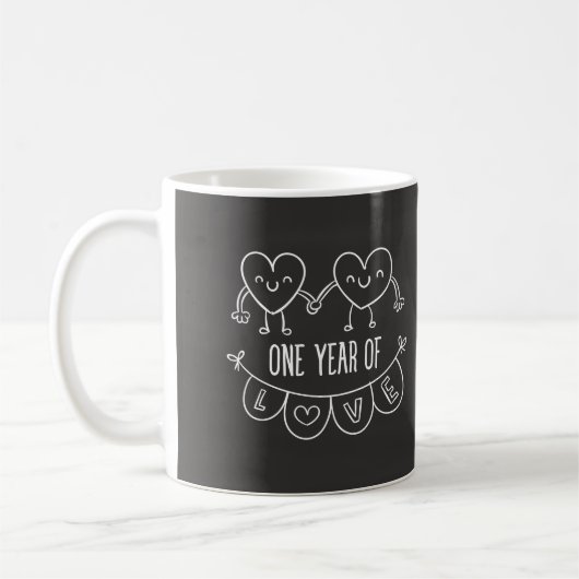 Chalboard tiré à la main 1er Anniversaire Mug (Gauche)
