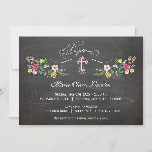 Chalet floral| Invitation au baptême des filles (Devant)