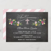 Chalet floral| Invitations de la première communio (Devant / Derrière)