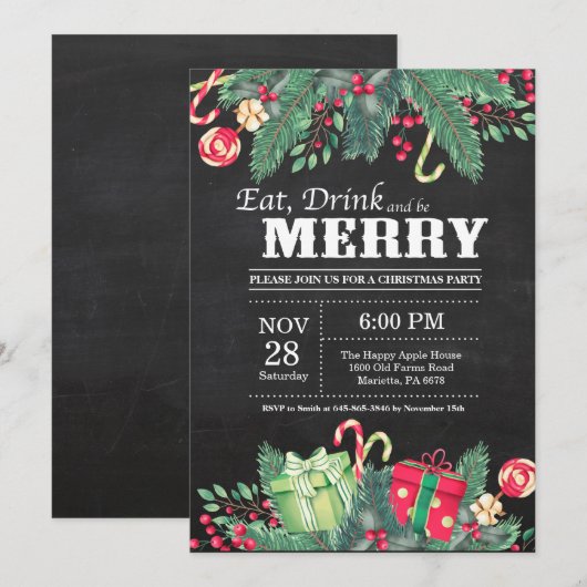 Chalet Invitation Fête de Noël (Devant / Derrière)