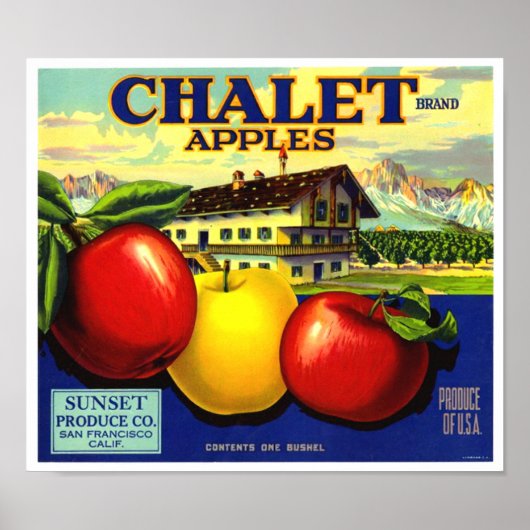 Chalet Merk Appels Sunset Produce Co Poster (Voorkant)