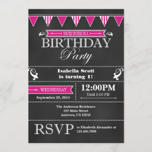 Chalet noir rose chaud Invitation Anniversaire