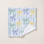 Chalet Pastel Blue Bows et Rubans Cottage (Gant de toilette)