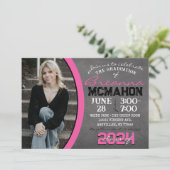 Chalet rose chaud Graduation Photo Invitation (Debout devant)