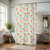 Chalet rose et vert Floral Chalet rideau de douche