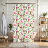 Chalet rose et vert Floral Chalet rideau de douche