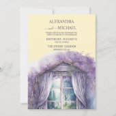 Chalet rustique Faire-part de mariage lavande viol (Devant)