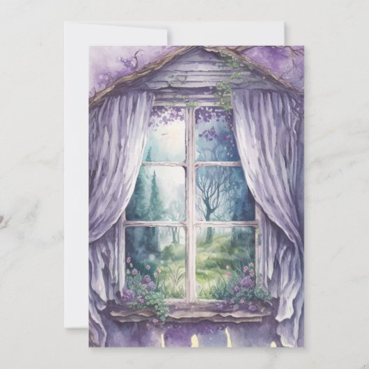 Chalet rustique Faire-part de mariage lavande viol (Dos)