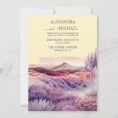 Chalet rustique Faire-part de mariage lavande viol (Devant)