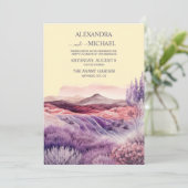 Chalet rustique Faire-part de mariage lavande viol (Debout devant)