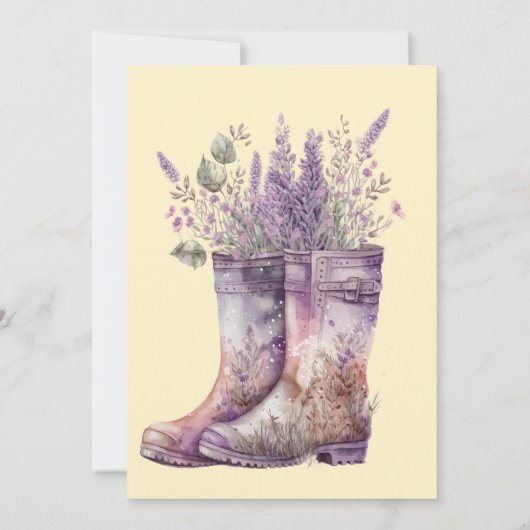 Chalet rustique Faire-part de mariage lavande viol (Dos)