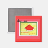 Chaleur d'été Haiku Art Watermelon Magnet Carré (Recto/Verso)