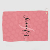Chaleureux Coral rose Monogramme serviette de golf (Horizontal)