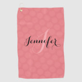 Chaleureux Coral rose Monogramme serviette de golf (Devant)