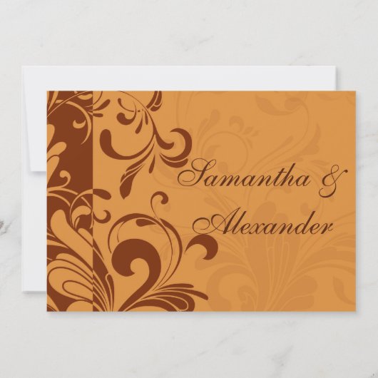 Chaleureux Golden Autumn Swirl Mariage Invitations (Dos)