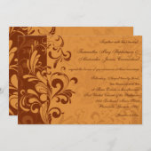 Chaleureux Golden Autumn Swirl Mariage Invitations (Devant / Derrière)