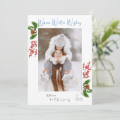 Chaleureux hiver souhaits Carte de vacances photo  (Debout devant)