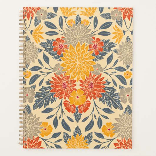 Chaleureux Jaune, Orange & Bleu Floral (Devant)