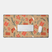 Chaleureux Mat de bureau de Noël rustique (Clavier et souris)